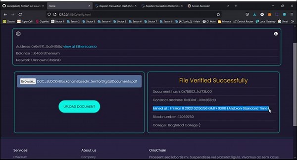 Blockchain Based Document Verification in JavaScript & Solidity Smart Contracts