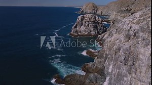 Punta Lobos beach in Baja California Sur, Mexico. Beautiful drone footage of the ocean cliffs.