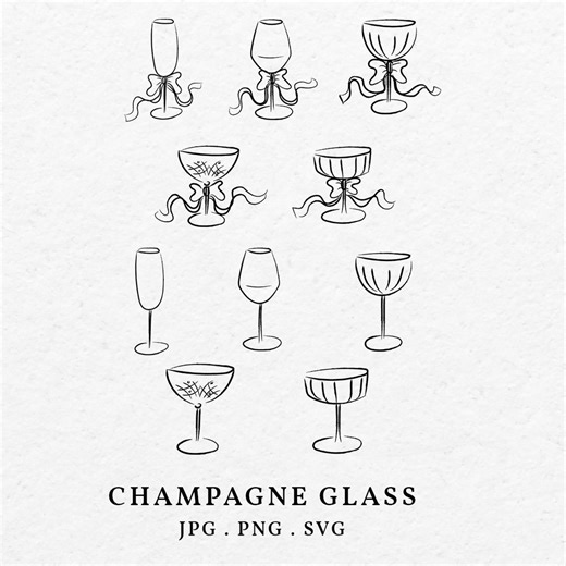 Hand-drawn Champagne Glass Illustration Bundle – Wedding Clipart (SVG, PNG) - Etsy Canada