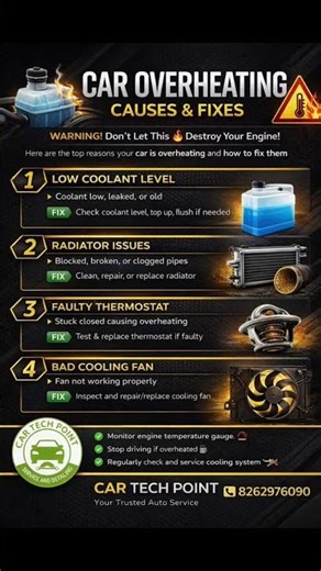Car Overheating Problem 🔥 | Causes & Solutions | Save Your Engine! #cartechpoint #automobile