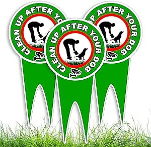 3 PC Clean Up After Your Dog Signs, 12x6 DS Dibond No Pooping Dog Signs for Yard