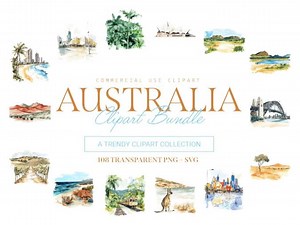 Australia Clipart Bundle, 108 Designs, SVG and PNG, Iconic Landmarks and Scenic Art, Commercial Use - Etsy Australia