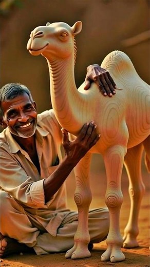 Craftsman made camel palm leaves Wooden crafting #ai #deer #craft #youtubeshorts #Shorts #reels #ai