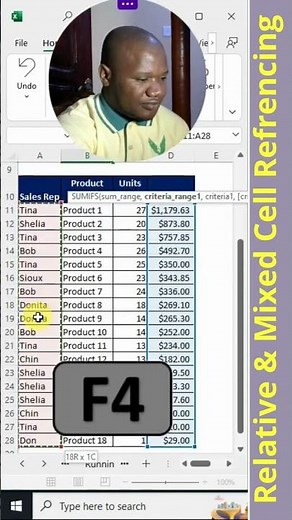 Relative and Mixed Cell Reference Example in Excel