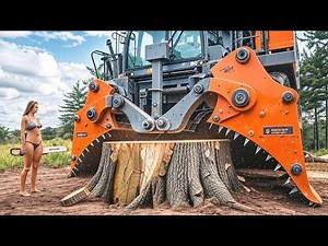 You won't believe how this machine cuts through this tree like butter. It's so powerful!