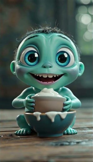“Cute Cartoon Baby Eating Yogurt | Tiny Cute Baby Studio | 6-Second Viral Short”