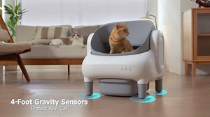 Automatic Cat Litter Box,Self Cleaning Litter Box for Multiple Cats with Open Top Design,App Control and Safety Protection,Ultra-Quiet,Easy Setup,Light Gray