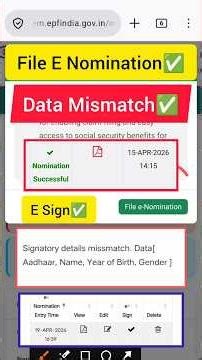 File E Nomination in EPFO Error Problem✅ Name,DOB,Gender Signatory Details Mismatc। Access Blocked