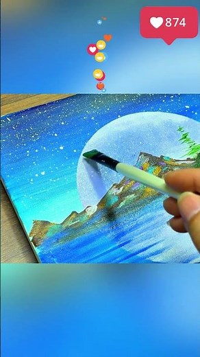 Amazing Acrylic Painting Ideas｜How To Paint Abstract Girl in Moonlight #painting #shorts