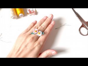 DIY Crochet Flower Daisy Ring Tutorial | Easy Step-by-Step Guide with Wire & Fabric Stiffener.