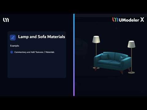 UModeler X - Adding Materials to Sofa & Lamp