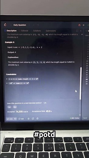3381. Maximum subarray sum with length divisible by K #leetcode #potd #javaprogramming #javacoding