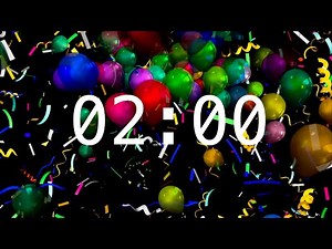 2 Minute Classroom Timer with Relaxing Music | Confetti and Balloons