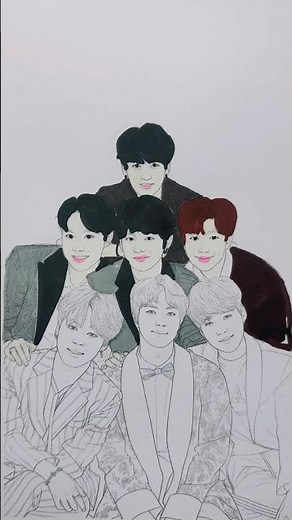 “Satisfying BTS Group Coloring ✨ | Bangtan Boys Aesthetic Drawing | OT7 Art #Shorts”