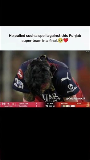 Krunal Pandya Match-Winning Spell in Final 🔥 RCB vs Punjab 🥺❤️ #shortsfeed #krunalpandya