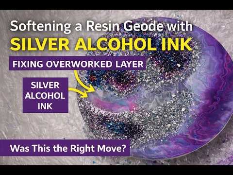 Softening a Resin Geode with Silver Alcohol Ink | Fixing an Overworked Layer (Part 4)