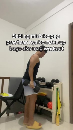 Humorous Home Gym Workout Routine with Dumbbells