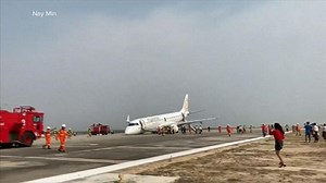 Passenger jet in Myanmar forced to land without its nose gear