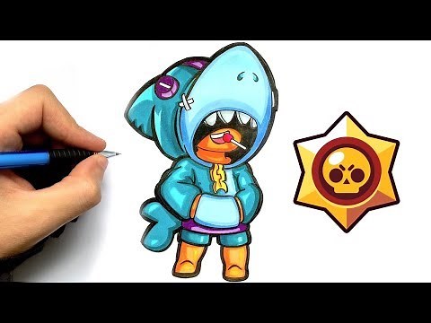 DRAWING TUTORIAL LEON SHARK FROM BRAWL STARS
