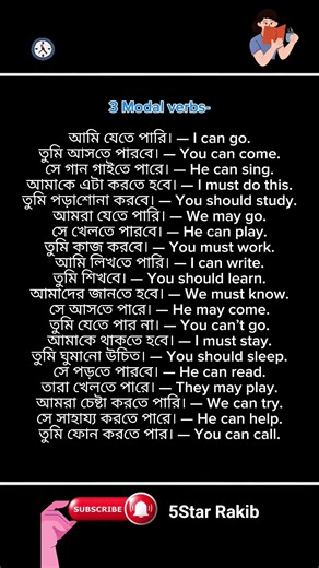 Learn Modal Verbs Easily| Must, Should & Can with Simple Bengali to English Examples‪@5star_rakib‬