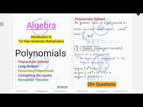 Polynomials | Algebra | 1st Year University Mathematics | SETMind Tutoring