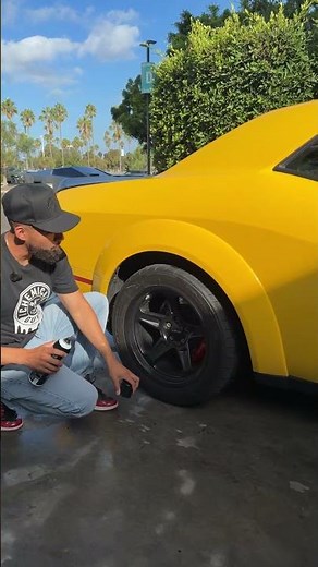 Shine up ON DEMON TIME 💛 #chemicalguys #dodge #srt #dodgedemon #musclecar #tireshine #diy #trending