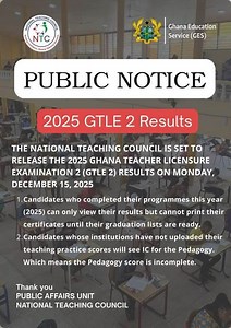 Official NTC Update on the 2025 Ghana Teacher Licensure Examination 2 ( GTLE 2) Results. Follow Smart Teachers Avenue for more updates. | Smart Teachers Avenue