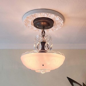 Antique 1930s 40s Pink and Bronze Petite Chandelier Three Chain Ceiling Light - Etsy