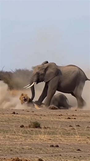 Lion Targets Baby Elephant—Mother Reacts Instantly!