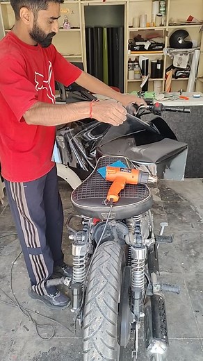 Bullet Classic Black wrap.. #bullet #Classic350 #wrapping #blackgloss #ppf #automobile #Bike #trending #new #old #youtubers #fbreels #reels | Vk Wraps