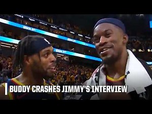 'LET ME GO, MAN!' 😂 Buddy Hield CRASHES Jimmy Butler III's postgame interview | NBA on ESPN