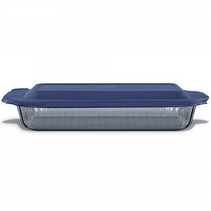 Pyrex Sculpted Tinted Rectangle 9x13 Glass Baking Dish with Airtight Lid, Smoke - Walmart.com