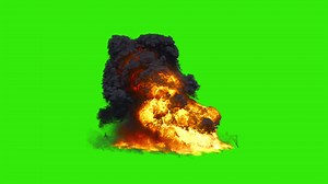 Download Big oil fire explosion on green background with alpha channel for free