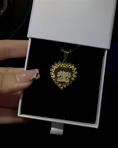 Personalized Betty Boop Necklace: 14K Gold Heart Pendant, Gift for Her - Etsy