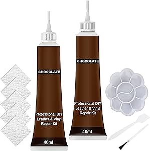 Advanced Leather Repair Gel, 2Pcs Upgrade Leather Repair Gel Professional DIY Leather and Vinyl Repair Kit Leather Repair Paint Gel, Leather Scratch Repair for Car (Chocolate, 40ml)