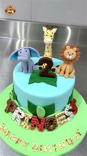 How to Make Jungle Theme Cake | Easy Animal & Zoo Theme Cake Decoration 🐘🎂 #Shorts