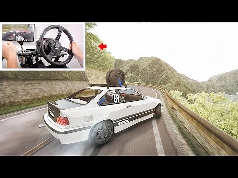 BMW E36 Touge Drift with Mounted Spare Wheels (4k) w/Steering Wheel | Assetto Corsa