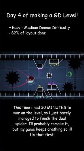 Building a GD Level: Day 4! #geometrydash #gd #gdlevels #gddemon #gdeditor