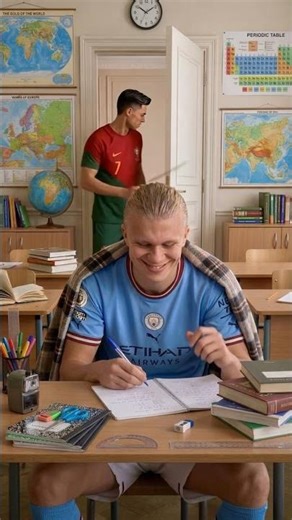 Haaland secretly uses his phone in class #ronaldo #cosplay