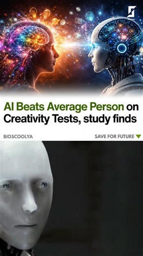 BIO SCOOLYA © | Learn Biology 💚 on Instagram: "A large new study tested more than 100,000 people and today’s best AI systems on creativity. Scientists wanted to see how well generative AI, like GPT‑4, can think of new ideas and solve creative problems compared to humans. The results were surprising. On some creativity tests, advanced AI did better than the average person. AI was especially good at idea generation and original thinking. This shows that machines are becoming strong creative assis