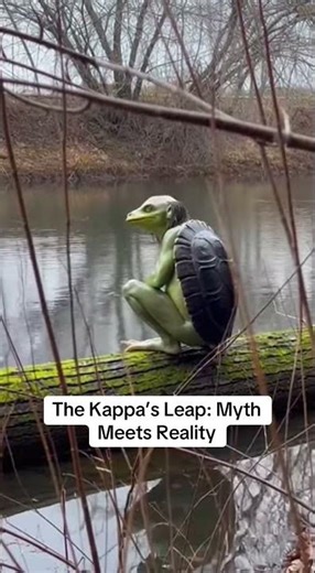 A humanoid creature with a turtle shell, known in Japanese folklore as a Kappa #creepy