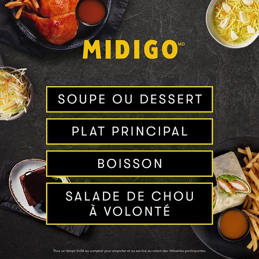 Savourez votre heure de dîner en salle à manger avec les repas MidiGO. Un repas conçu spécialement pour les gourmets pressés! | St-Hubert