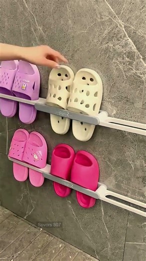 🌿Wall Mounted Slipper Rack 🤯 | Space Saving Shoe Organizer for Small Spaces #3792 ‪@sovorsgadget‬