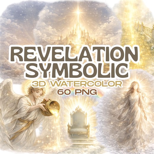 Revelation Symbolic 3D Watercolor Clipart | 60 PNG Files | Angelic and Heaven-themed Graphics - Etsy
