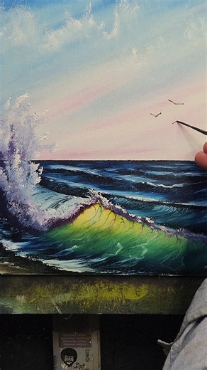 a BOB ROSS seascape Anyone can paint #bobross #shorts