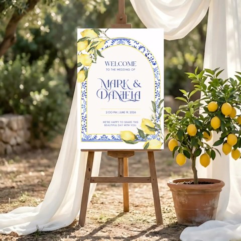 Lemon Sign Mockup, Mediterranean Wedding, Baby Shower, Canva Template   JPG, Digital Download - Etsy