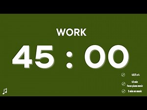 3 Hour study & focus timer with piano music | POMODORO study timer 45/5 x 4 | Study with me