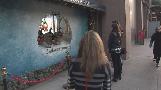 Holiday window display at former Eaton Centre HBC makes a comeback