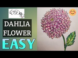 How To Draw A Dahlia Flower Step By Step For Beginners | Easy Dahlia Flower Drawing Tutorial | Easy