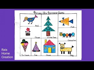 Pictures Using Different Shapes|Geometric Art|Shapes Drawing @raishomecreation